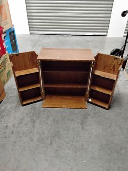 Wood Cabinet with Fold-Out Door Shelves