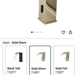 WAUFSBBAE Luxury Matte Black Sensor Bathroom Faucet Cold and Hot Deck Mounted Tap Short and Tall Sink Mixer(Gold Short)