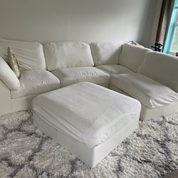Sectional Couch with Ottoman And Shag Rug