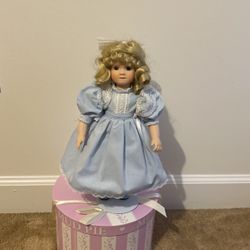 Pretty!!! In Blue & Lace Porcelain Doll!!!