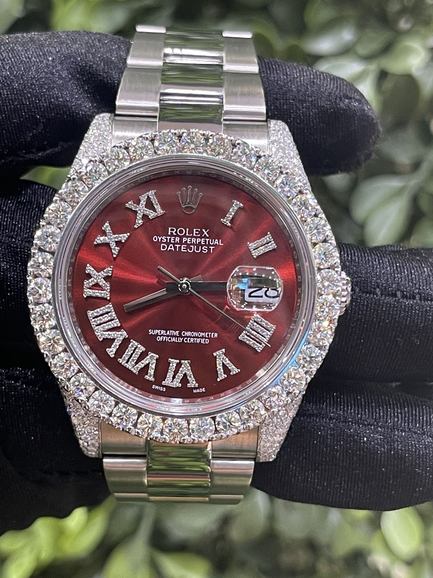 New Rolex Datejust 41 RED DIAMOND Roman Dial w/ VVS