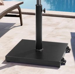 Crestlive Products 40 lbs. Concrete Patio Umbrella Base in Black With Wheels 