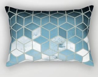 Shades Of Turquoise Blue Cubes Pattern Rectangular Pillow