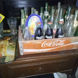 Old Coke Crate .Old Bottles.Coke cards. 2 Collectable Tins. All For The Price