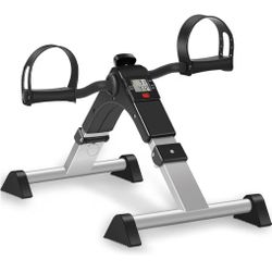 TABEKE Under Desk Pedal Exerciser, Fully Assembled Mini Exercise Bike for Leg and Arm Workouts, Foldable Desk Bike Peddler Machine for Seniors with Cl