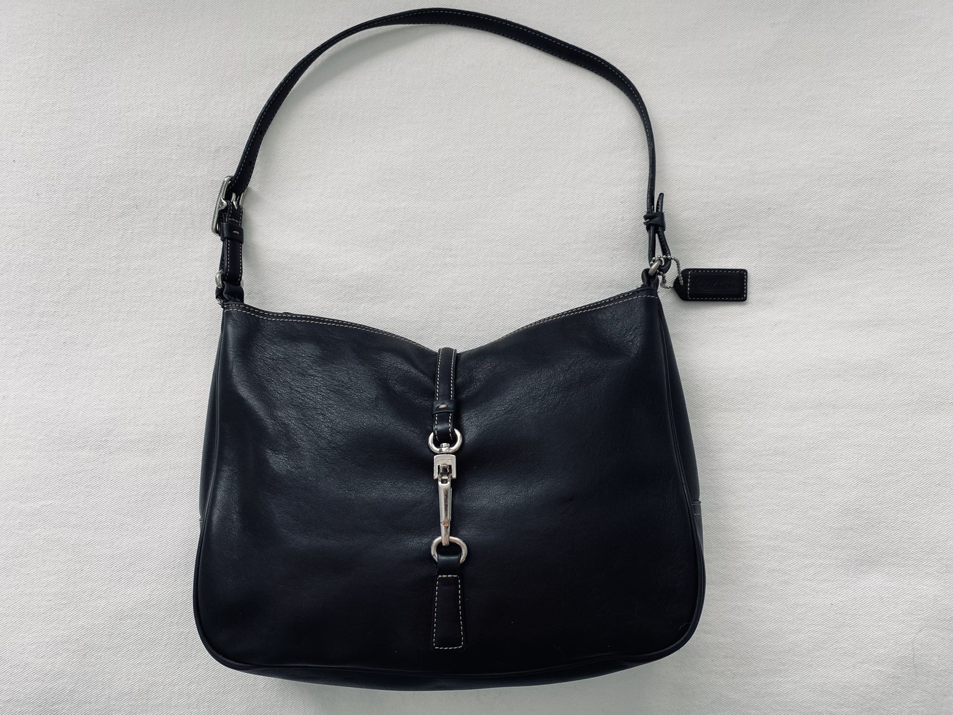 Coach Black Leather Hobo-Style Hand Bag