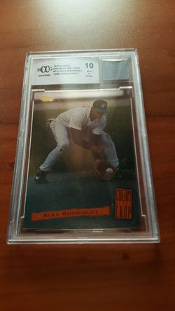 Alex Rodriguez Rookie Card Cream of the Crop Grade 10 w/ piece of game used jersey