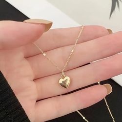 Cute & Classy Gold Tone Heart Pendant Necklace 