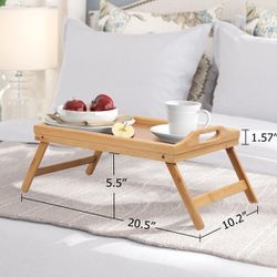 Bed Tray Table Folding Legs with Handles Breakfast Tray for Sofa Eating,Drawing,Platters Bamboo Serving Lap Desk Snack Tray

