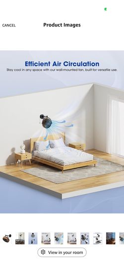 VIVI- 8 in. Wall Mount Swivel Fan with Folding Arm (Black