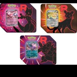 Pokémon TCG: Team Rocket Tins Mewtwo ex Team Rocket’s Nidoking ex Persian ex 3 pack