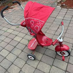 Radio Flyer Red Toddler Tricycle with Push Handle & Canopy – Gently Used