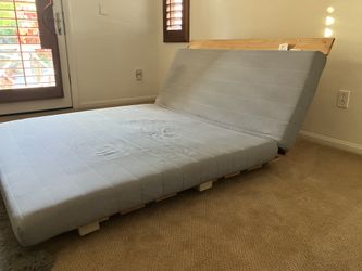 Full size wooden slat platform bed