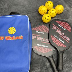 Pickleball Paddle Set with Case, 2 Paddles, and Pickle Balls!  