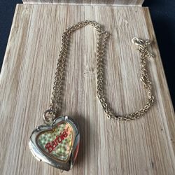 Vintage 1998 Barbie Heart Locket Necklace by Mattel – Holographic Cover & Photo Inside