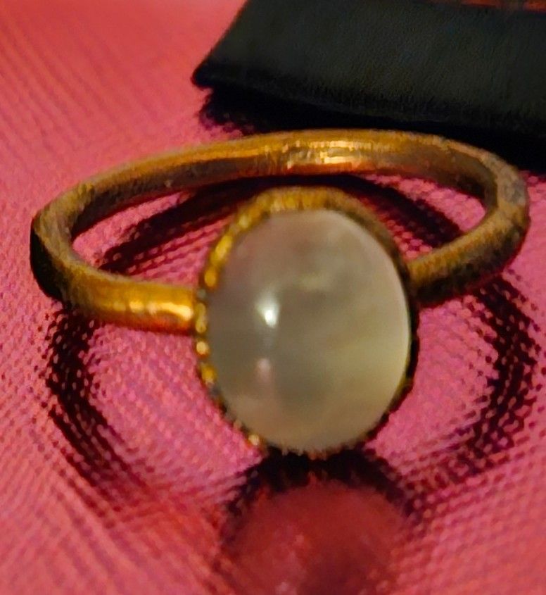 Copper And Prehnite Ring