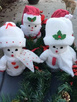 Mr and Mrs Snowman Or Santa And Mrs Claus vintage hand made Very Cute.