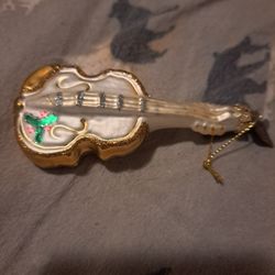 Thomas Pacconi Classics Blown Glass Violin Christmas Ornament.