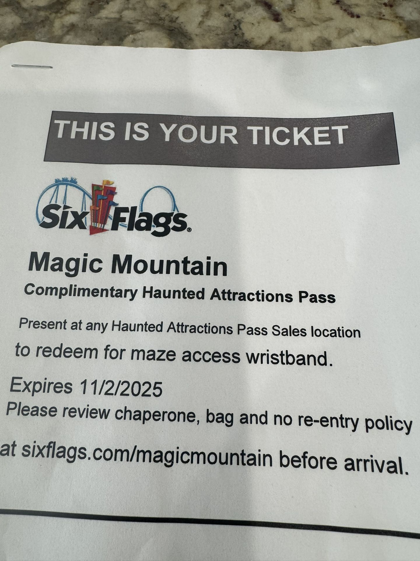 Six Flags Haunted Attraction Pass