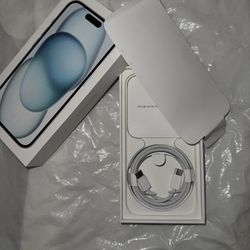 Apple iPhone 15 Blue Box With USB C Cable 