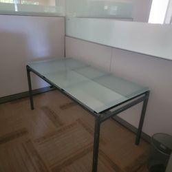 Metal And Glass Table, Cubicles, File Cabinets 