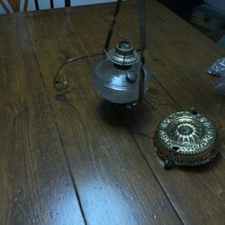 Antique Hanging Lamp W/ Custom Hand Painted Shade 