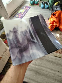 Fused Glass Art Plate Purple Black White