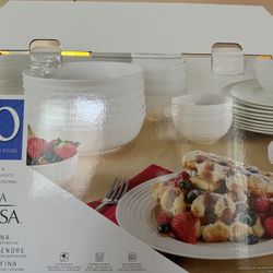 40 Piece Mikasa Bone China Set-White-Service for 8 (one bowl is missing)