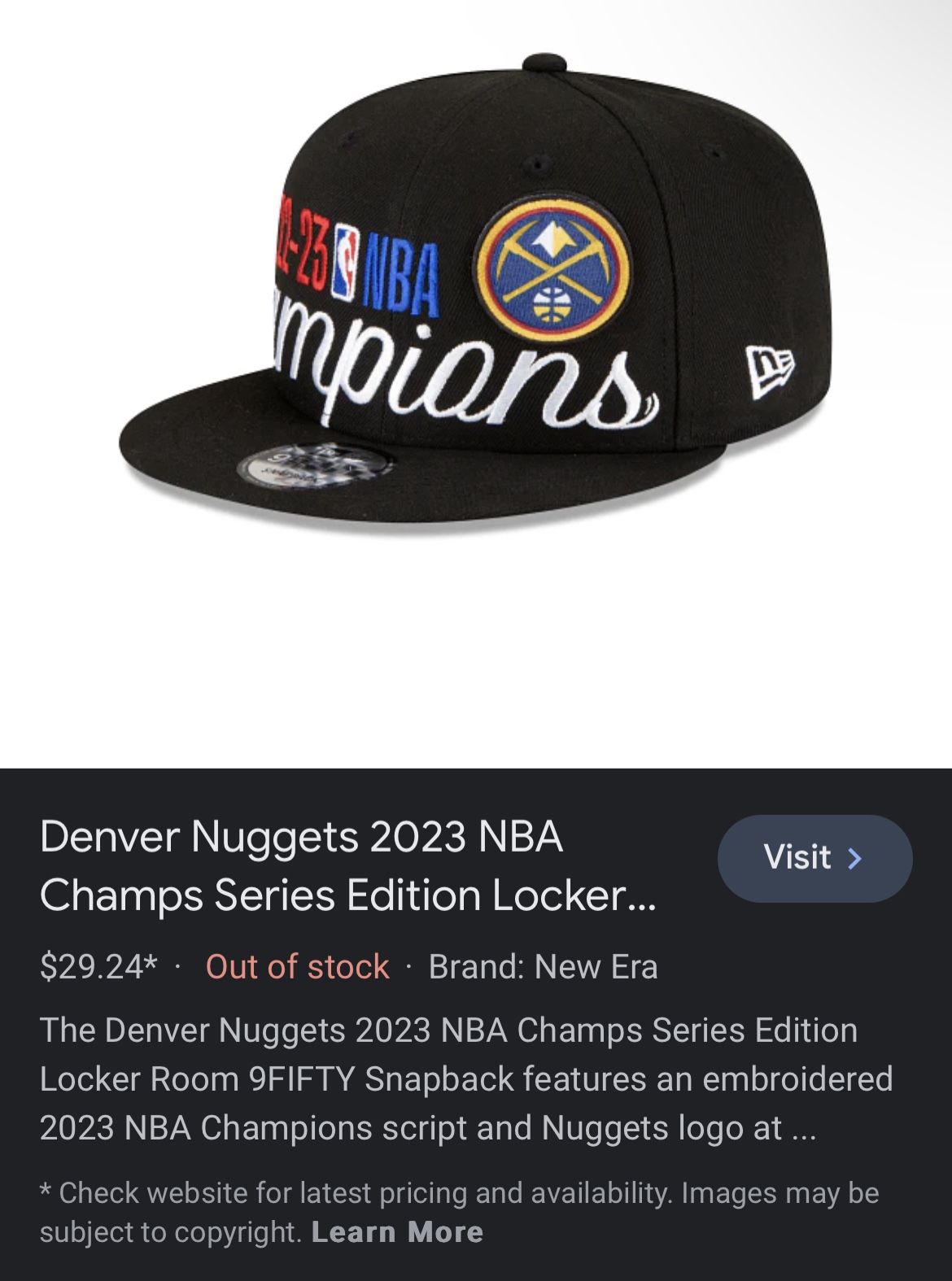 Championship Basketball Hat $10