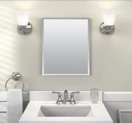 16 in. W x 20 in. H Rectangular Recessed or Surface Mount Frameless Beveled Mirror Medicine Cabinet