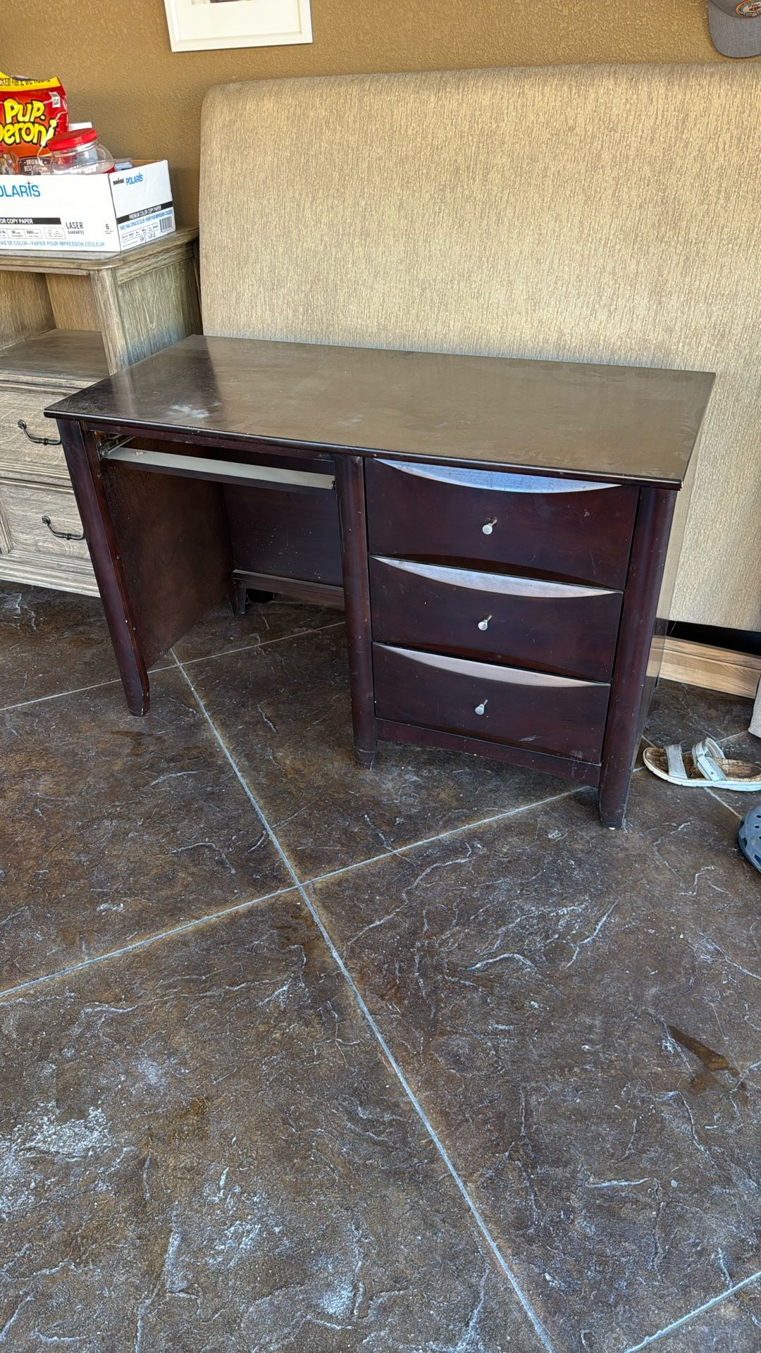 Small Desk / Student Desk With Three Drawers Works Perfect Very Solid