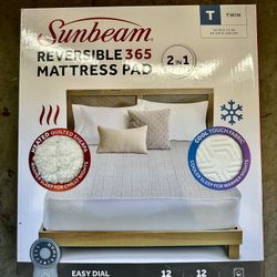 Sunbeam Reversible 365 Twin Heated Mattress Pad – Brand New in Box