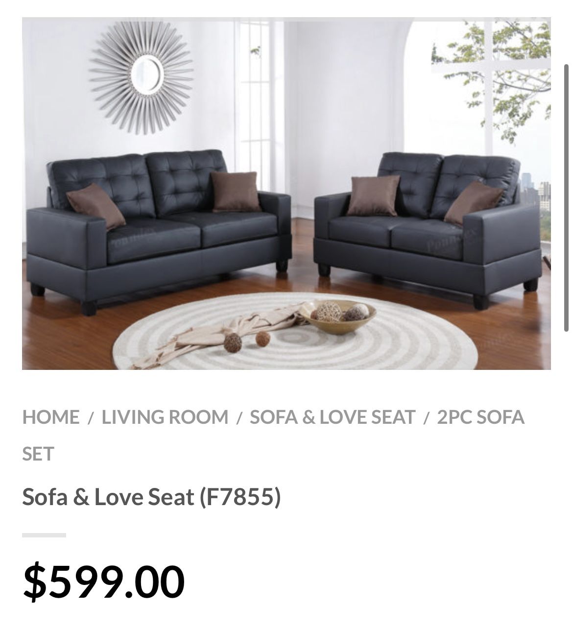 Black Sofa And Love Seat Set