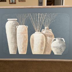 Textured Framed Art Piece Of Vases