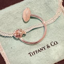 Tiffany & Co. Sterling Silver Football Helmet & Ball  Keychain Key Ring
