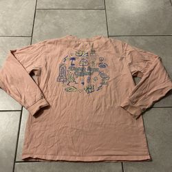 Dutch Bros Coffee Dutch Luv Sign Pink Long Sleeve Graphic Shirt Unisex Medium