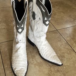 Ostrich Leather Boots, White with BELT, Cowboy luxury, make Offers**