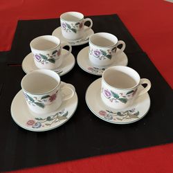 Set Of Five Coffee Cups And Sauces In The Castlegarden Collection Made In China By Citation