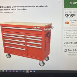 42 in W Red Husky Work bench and toolbox
