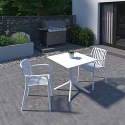 Brand New 3-Pieces Square White Bistro Set, Outdoor & Patio Furniture
