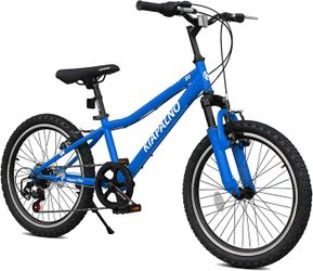 20'' Kids Mountain Bike for Boys Girls 6-10 Years Old, Bicycle with Adjustable Handlebars and Seat, Dual V-Brakes,blue
