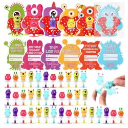 New 28 Sets Valentine's Day Gift Monster Spring Launcher with Greeting Card, Funny Pop up Bouncy Jumping Animal for Award Prize Exchange Party Favor S