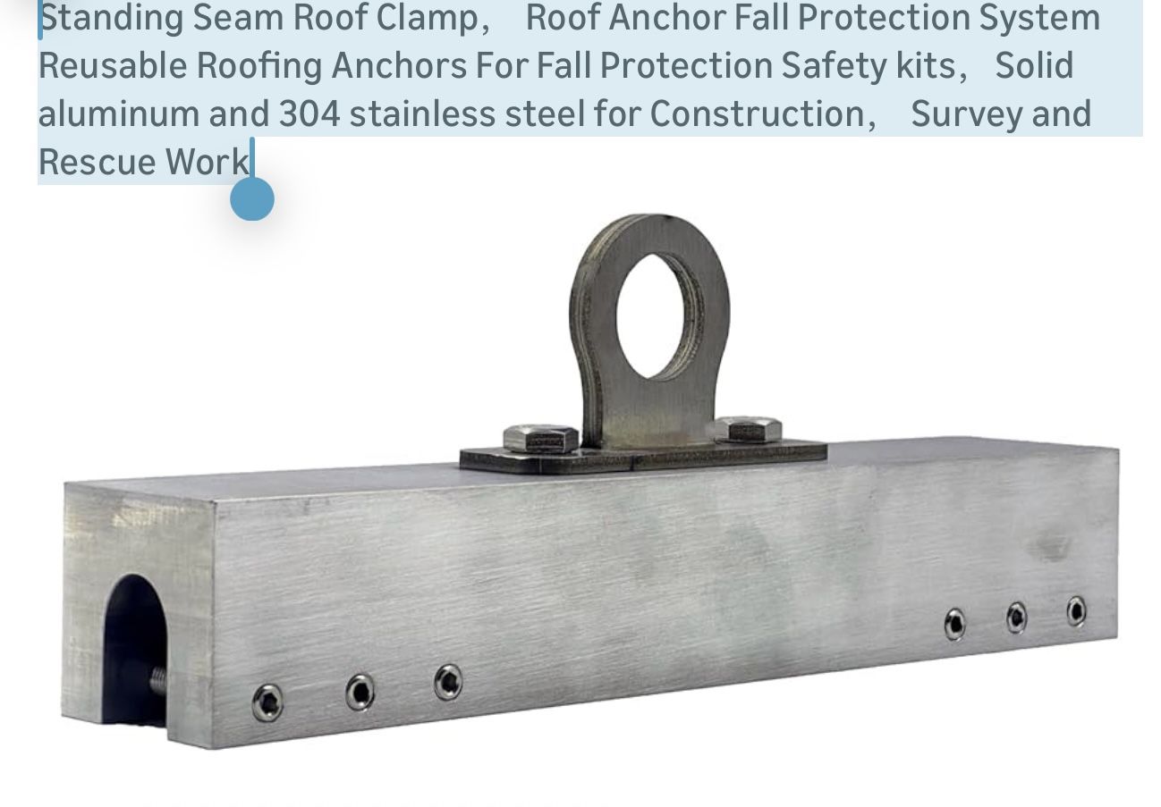 Standing Seam Roof Clamp, Roof Anchor Fall Protection System Reusable Roofing Anchors For Fall Protection Safety kits,Solid aluminum and 304 stainless