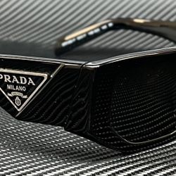 PRADA PR 09ZSF 1AB5S0 Black Grey Men's 55 mm Sunglasses