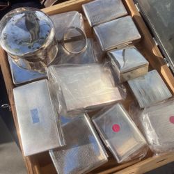 Antique Silver Cigarette Box Lot 