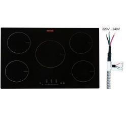 211* Electric Cooktop, 5 Burners, 30'' Induction Stove Top, Built-in Magnetic Cooktop 9200W, 9 Heating Level Multifunctional Burner, LED Touch Screen 