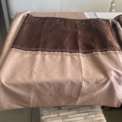 Beige/Brown Curtain Set Of 4 Panels