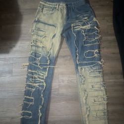 FashionNova patch stacked jeans