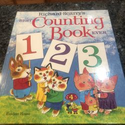 Richard Scurry’s 1975 Hardcover Books”Best Counting Book Ever”. Random House published in 1975. The pages are in excellent condition. No rips or te
