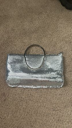 Silver Metal Mesh Evening Bag Ring Handle Clutch Party Y2K